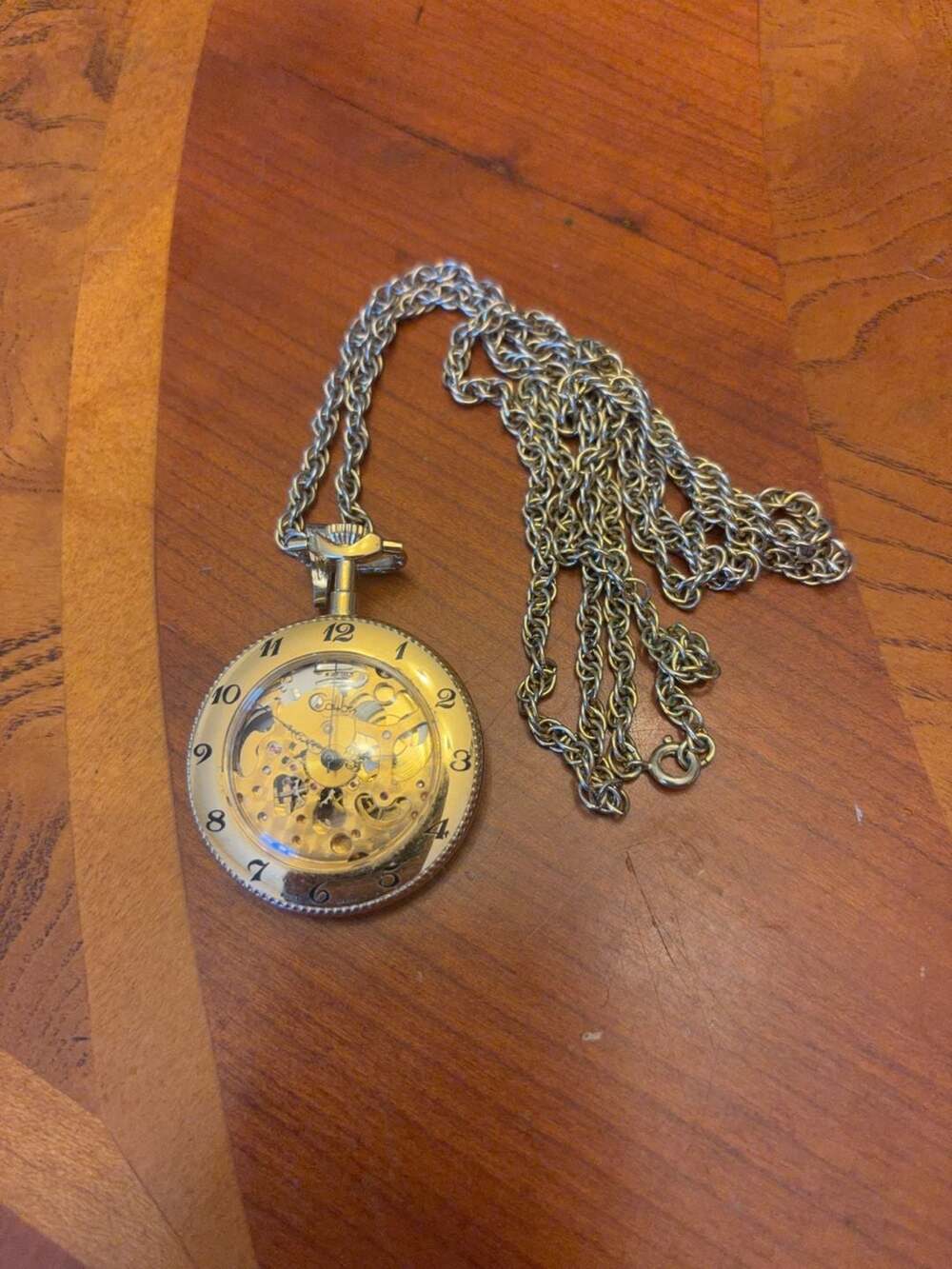 Colber Skeleton Mechanical Pocket Watch with Chain